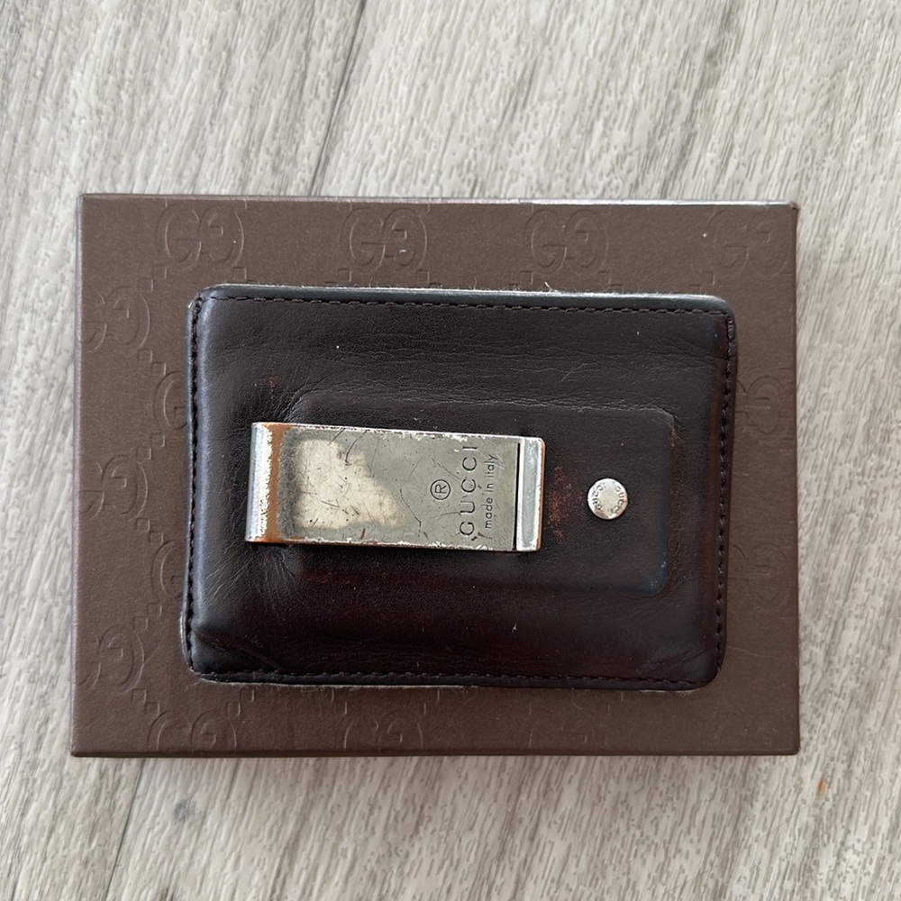 GUCCI Monogram Leather Card Holder Wallet - Picture 3 of 6